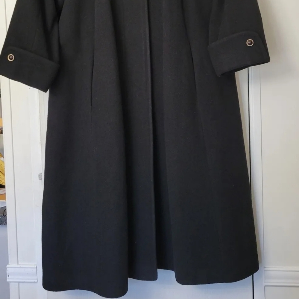 VTG Preston & York Dillards Long Wool Coat UNITE USA Black Size 10 Gold Buttons - Picture 3 of 13